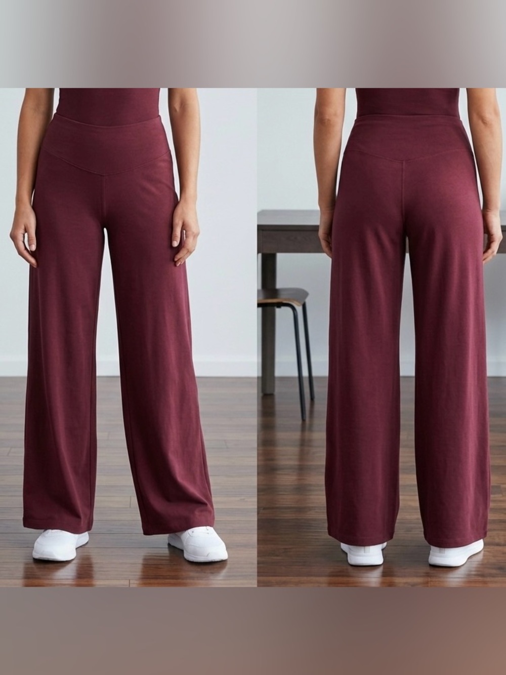 Old Navy Active" wide leg pants for women Sise M,Extra High-Rise,Wine Color
